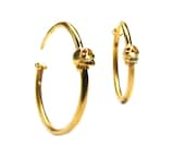 Gold Plated Skull Hoop Earrings - Memento Mori