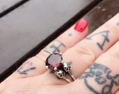 Skull Wedding Ring Blood Garnet Goth Wedding Sterling Silver Red Garnet Skull Engagement Ring Psychobilly Ring Art Jewellry Gift All Sizes