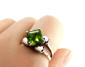 Witch Skull Engagement Ring, Memento Mori Womens Ring in Sterling Silver