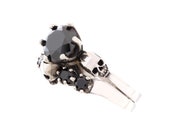 Set of 2 Skull Wedding Rings READY TO SHIP Size 6.25 in Sterling Silver with Black Spinel Natural Gemstone, Rock n Roll Engagement Ring Set
