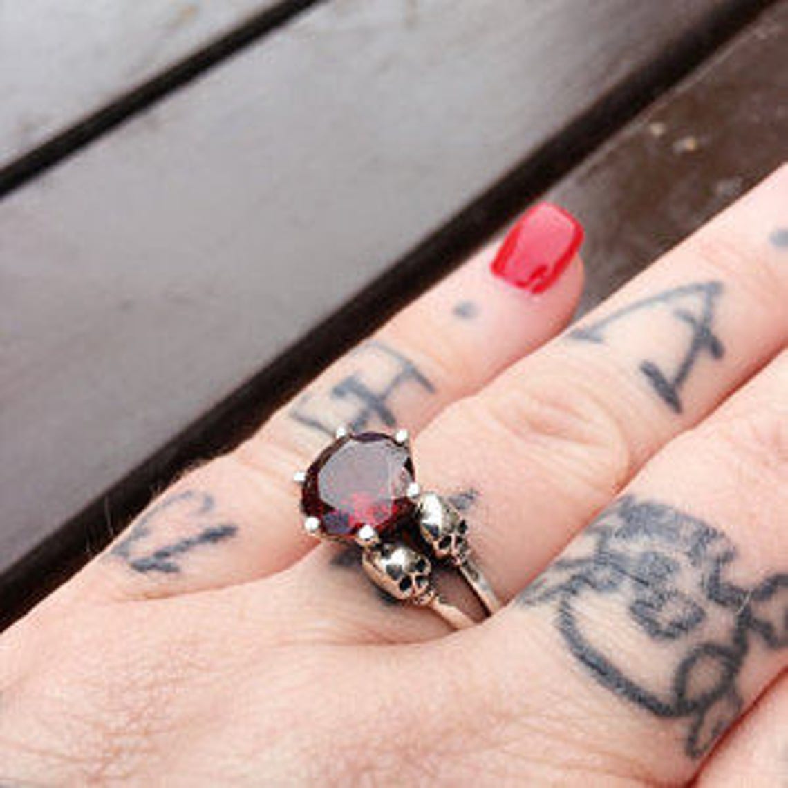 Skull Wedding Ring Blood Goth Wedding Sterling Silver Etsy