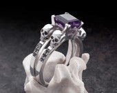 LETHE - Skull Engagement Ring, Black Diamonds, Unique Goth Adornment, Memento Mori, All Sizes