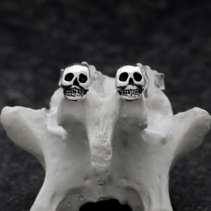 Skull Post Earrings - Ready to ship - MEMENTO MORI - Small Goth Studs