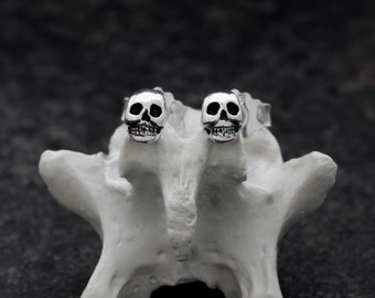 Skull Post Earrings - Ready to ship - MEMENTO MORI - Small Goth Studs