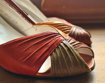 Vintage Roland Cartier Leder Peeptoe Pumps