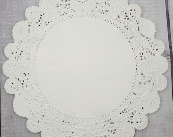 SALE!!! 100 - 10" Flawed White Royal NORMANDY LACE Paper Doilies (please see pics)