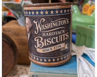 Galletas duras Washingtons, lata de estilo vintage con diseño oxidado - Pinta (Etiqueta azul)