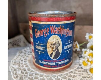 Lata oxidada de inspiración vintage de GEORGE WASHINGTON Tobacco Co. - Pinta