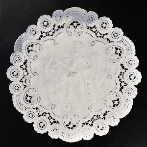 6&quot; 8&quot; 10&quot; Royal FRENCH LACE Paper Doilies  Round White Doily, Lacy French Doily, Charger, Placemats, DIY Invitations, Petal Cones