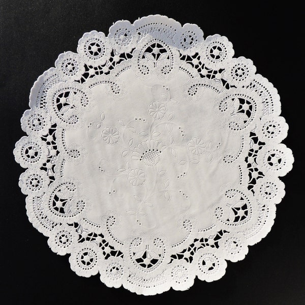 6" 8" 10" Royal FRENCH LACE Paper Doilies  Round White Doily, Lacy French Doily, Charger, Placemats, DIY Invitations, Petal Cones