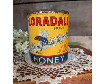 Miel pura Floradale, lata oxidada de inspiración vintage - Pinta