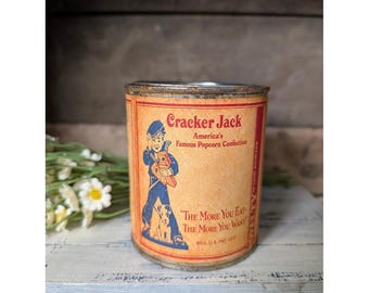 Lata de palomitas de maíz Cracker Jack con diseño vintage oxidado - Pinta