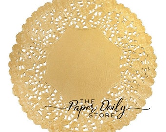 GOLD Charger DOILY | 50 - 12" GOLD Metallic Foil Paper Doilies | Round Gold Placemat, 12 In Round Gold Paper Doily, Gold Paper Placemats