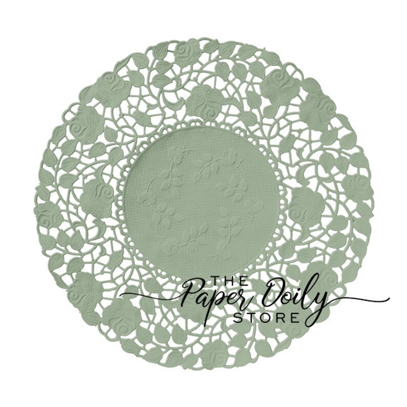 SAGE GREEN Paper Doilies Rose Floral 7 8 Etsy