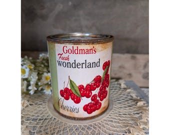 Cerezas Goldman's Wonderland, lata de estilo vintage oxidada - Pinta
