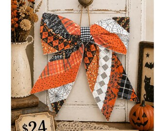 Gran lazo acolchado para puerta principal de HALLOWEEN n.° 3 - Inspirado en el estilo vintage