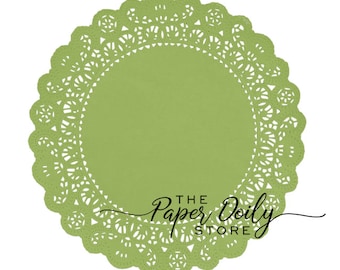 APPLE GREEN Paper Doilies Normandy | 5" Size | Apple Green Doily, Green Chargers, Green Placemats, Lime Doilies