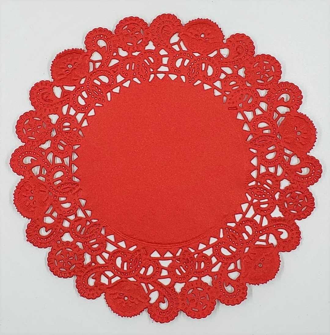 CLASSIC RED Paper Lace Doilies 5 Size Red Doily, Valentines Doilies