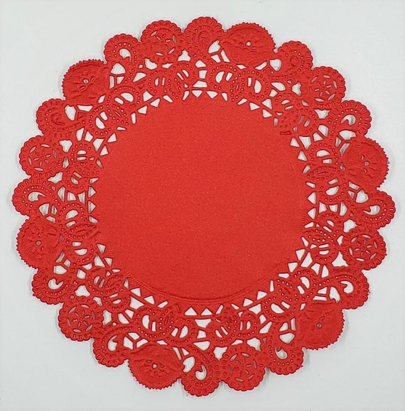 CLASSIC RED Paper Lace Doilies 5 Size Red Doily, Valentines