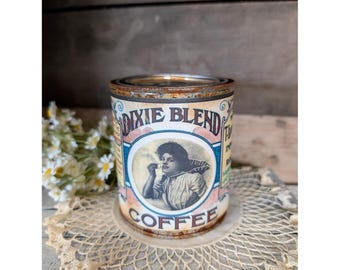 Café Dixie Blend, lata oxidada de inspiración vintage - Pinta - Decoración estilo casa de campo