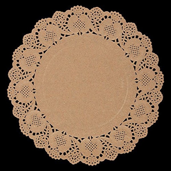 12" KRAFT Paper Doilies | Kraft Brown Doily Chargers, Placemats for Weddings, Parties, Showers | Country Theme Wedding