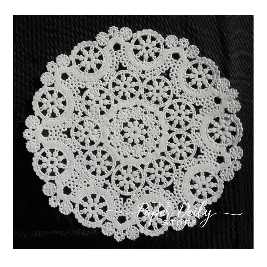 8 WHITE MEDALLION Royal Lace Paper Doilies Round Doily Placemat White