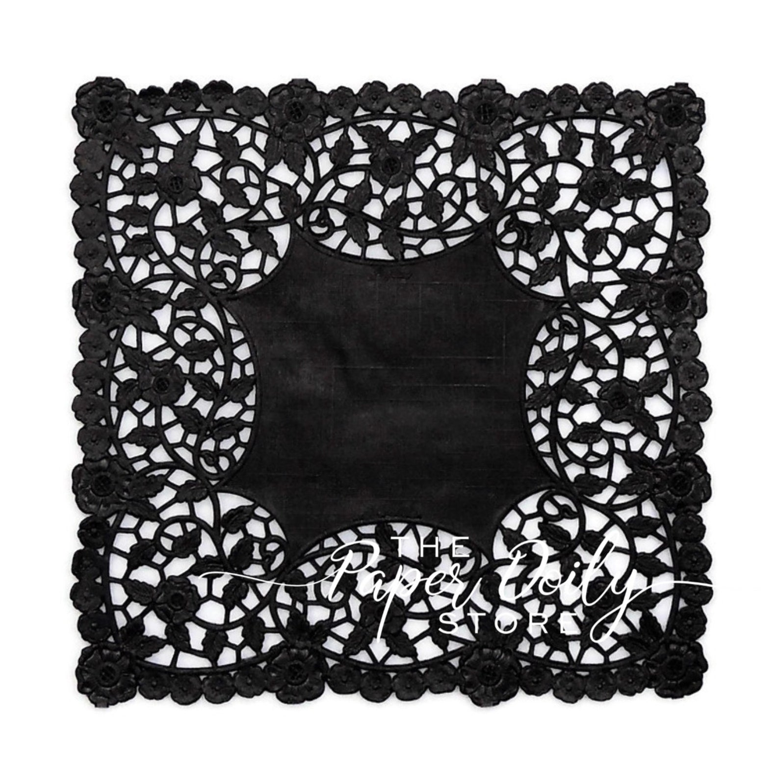 8 SQUARE BLACK Paper Doilies Black Square Doily Etsy