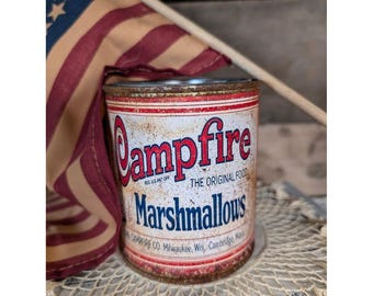 Malvaviscos para fogata, lata oxidada de inspiración vintage - Pinta