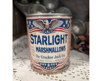 Malvaviscos Starlight rojos de estilo vintage en lata oxidada - Pinta - Americana