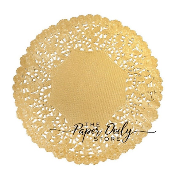 Gold Doily 50 10" GOLD Metallic Foil PAPER Lace DOILIES Round 10