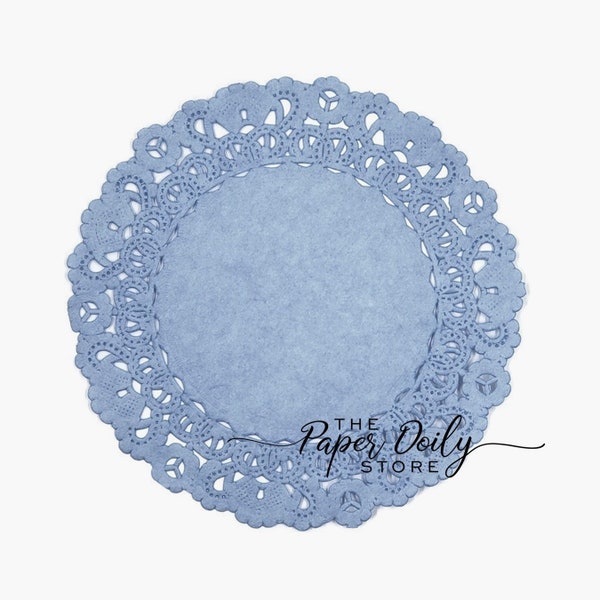 DUSTY BLUE Paper Lace Doilies | 5" 6" 8" 10" 12" 14" Sizes | Country Blue Doily, Dusty Blue Charger, Wedgewood Paper Doilies