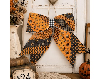 Gran lazo acolchado para puerta principal de HALLOWEEN n.° 4 - Inspirado en el estilo vintage