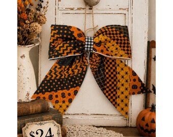 Gran lazo acolchado para puerta principal de HALLOWEEN n.° 2 - Inspirado en el estilo vintage