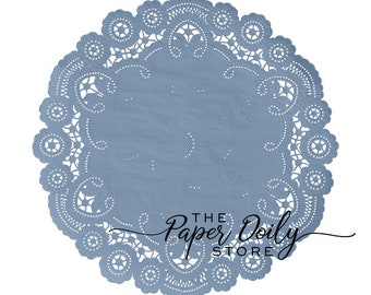 STEEL BLUE French Lace Doilies | 6" 8" Sizes | Country Blue Doily, Slate Blue Doily, Wedgewood Paper Doilies, Blue Chargers