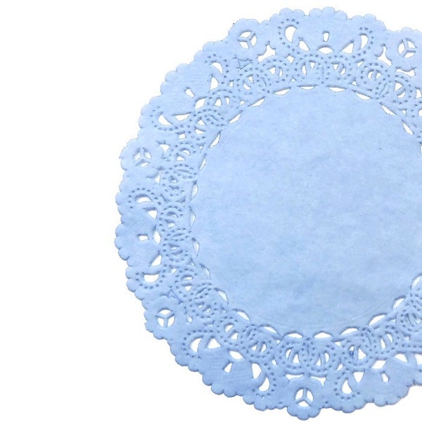 ICE BLUE Paper Doilies | 4" 6" 8" 10" 12" Round Sizes | Blue Doily Chargers, Blue Placemats, DIY Invitations, Blue Doily