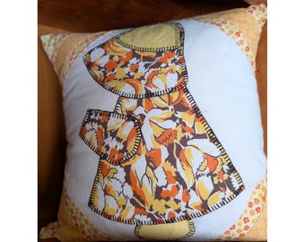 Debbe's Yellow VINTAGE QUILT TOP Sun Bonnet Sue Upcycled Pillow!