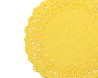 SUNSHINE YELLOW Paper Doilies | 4" 5" 6" 10" Sizes | Yellow Color Doily, Yellow Chargers, Yellow Paper Placemats