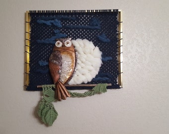 Macrame Owl and the Moon