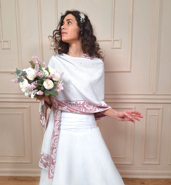 Knitwear Shawl Mauve, Pale Pink Wedding Wrap, Dusty Rose Bridal