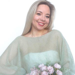 Knitted sweater sage green, wedding jacket, bridesmaid sweater, summer wedding sweater, cover up, bridal jacket, bridal sage green sweater.