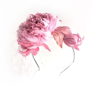 Kentucky derby hat, Mother of a bride hair flower, Silk hair flower, Boho wedding hair accessories, Pale pink and dusty rose fascinator.