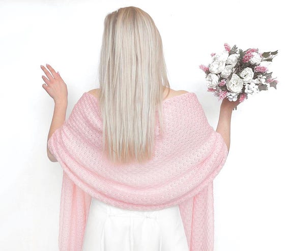 Blush Pink Bridal Shawl, Bridesmaid Shawl, Shoulder Shawl, Wedding