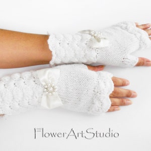 MANY COLORS, Wedding Long Fingerless Gloves, Bridal Arm Warmers, Long Hand Warmers, Long Wedding gloves, Long Bridal Gloves, White, Ivory image 5