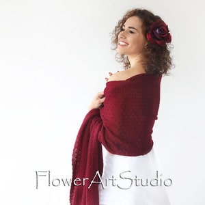 Burgundy shawl, bridal cape, bridesmaid shawl, maroon bridal shawl, wedding wrap, bridal cover up, wedding shoulder scarf, dark red shawl