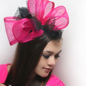 Pink fascinator, magenta wedding hair accessories, kentucky derby hat, mother of a bride accessories, fuchsia Royal Ascot hat.
