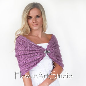 Wedding wrap violet, bridal cover up, bridal shawl, wedding bolero lilac, shrug, crochet shawl, lilac capelet, bridal cape, bridesmaid shawl