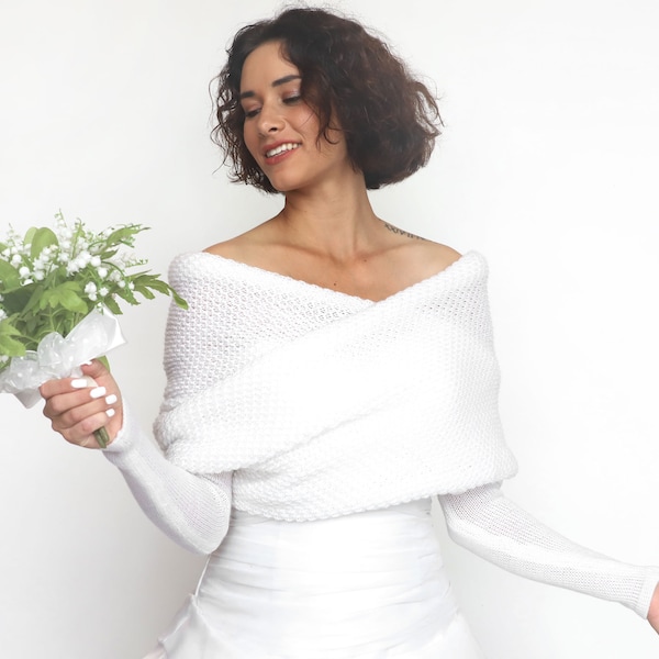 Convertible Bridal Shrug: Ivory Wedding Bolero, Knit Capelet