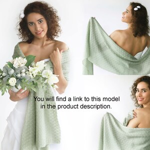 Veste de mariage vert sauge, couverture pour lhiver, pull de mariée convertible, écharpe de mariage avec bras, veste tricotée, capelet tricoté, haussement dépaules image 7