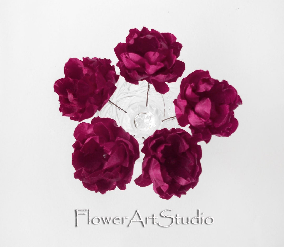Purple Fabric Flower Hair Pins, Wedding Hair Accessories  display picture 2