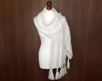 Ivoire ou blanc mariage Crochet épaule écharpe Wrap mariée couverture mariée châle mariage boléro Crochet Capelet mariée Cape demoiselle d'honneur châle